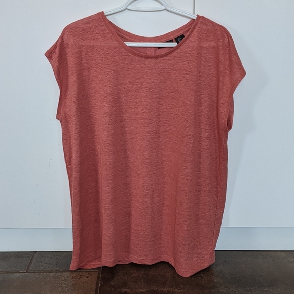 Tahari Linen Short Sleeve Button Back Top Laggenlook High Low Size L Dus… - Picture 3 of 10